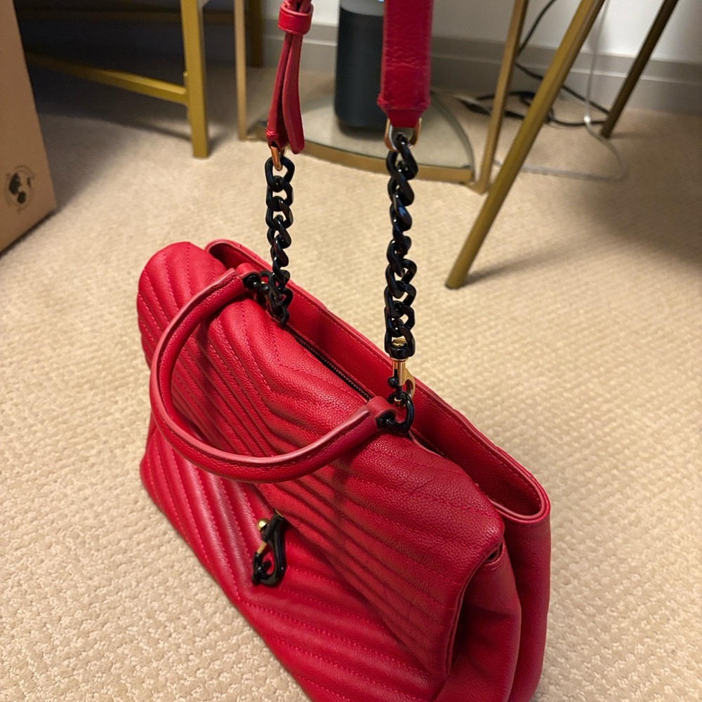 Rebecca Minkoff Red Quilted Satchel with Black Hardware - Picture 6 of 14